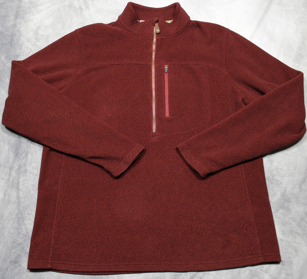 Sherpa Adventure Gear Sweater Mens XL Red 1/4 Zip Mock Neck Fleece Pullover
